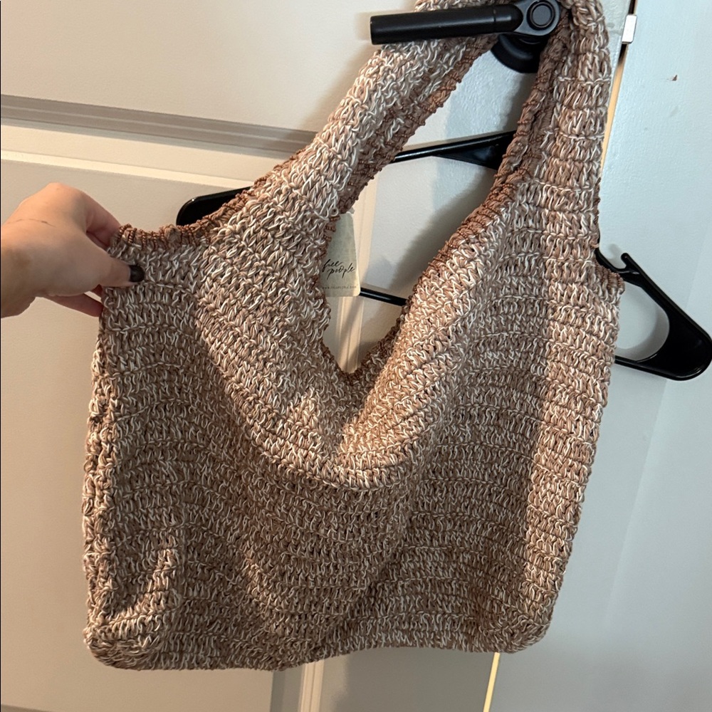 Free People Tan Woven Shoulder Bag